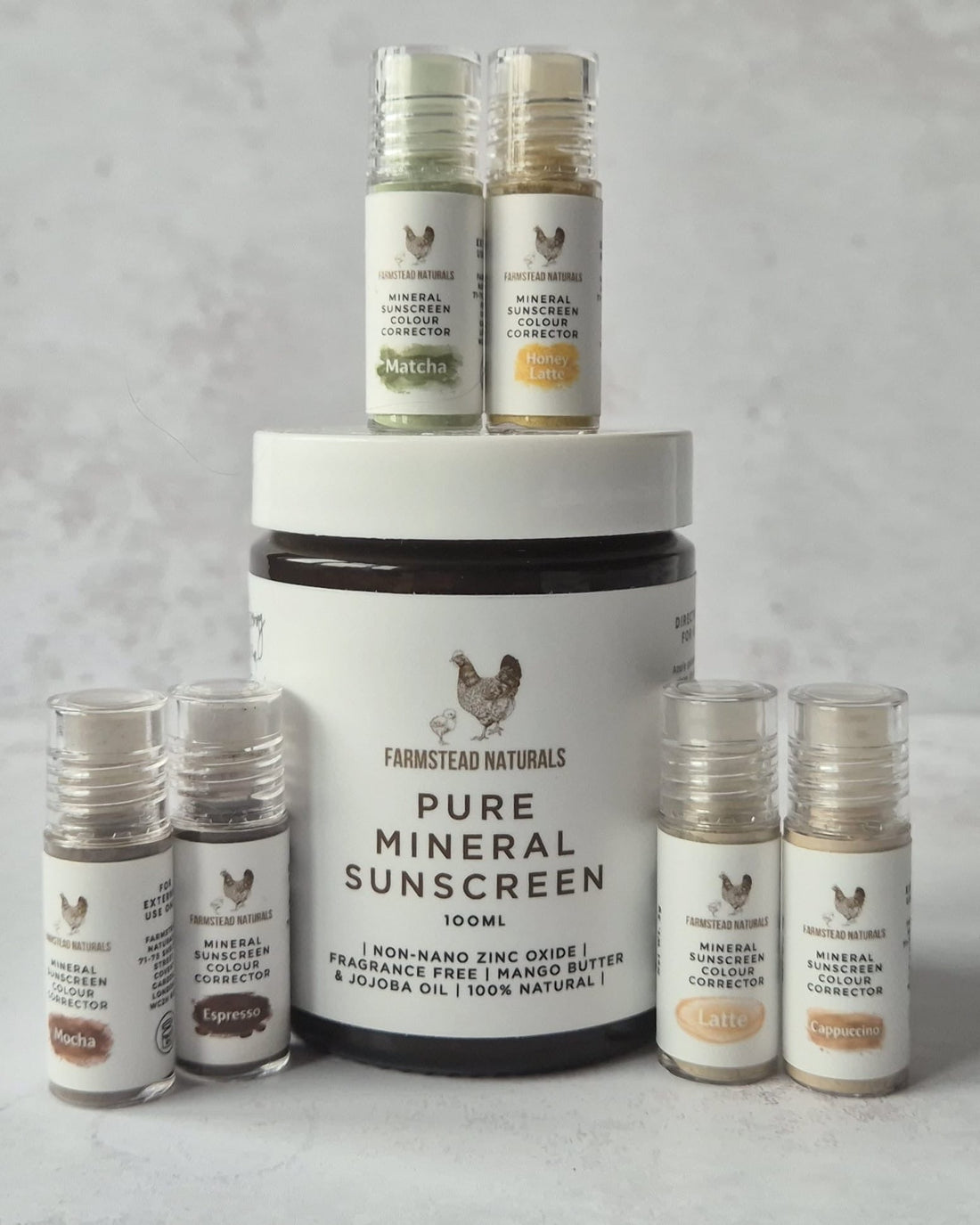 Mineral zinc sunscreen with colour correctors designed for rosacea-prone and sensitive skin