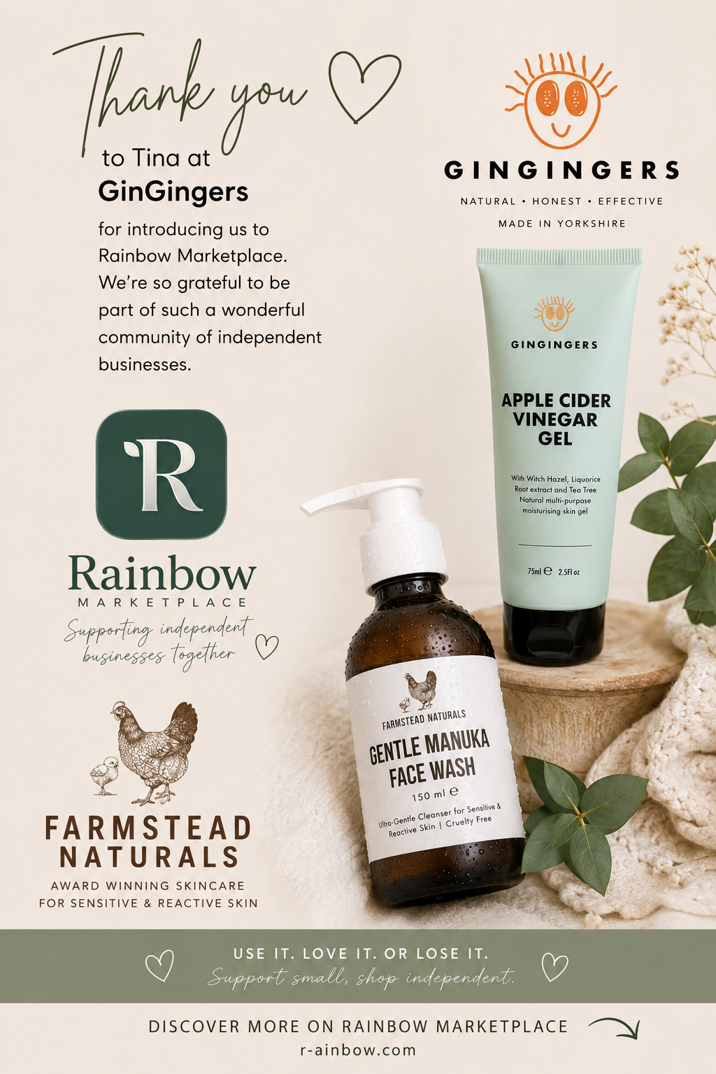 Skincare available on Rainbow marketplace 