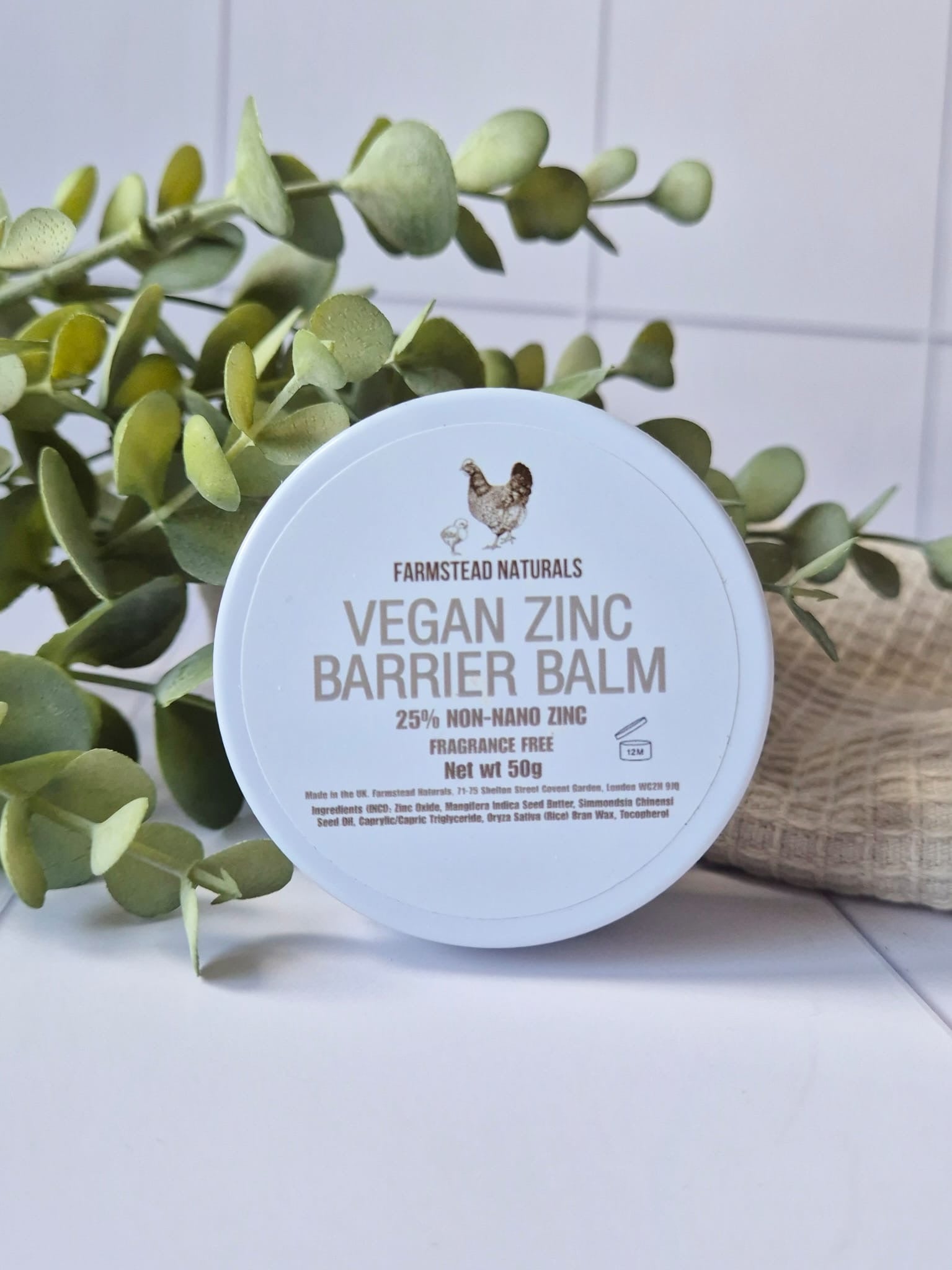 Vegan zinc barrier balm 25% non nano zinc 