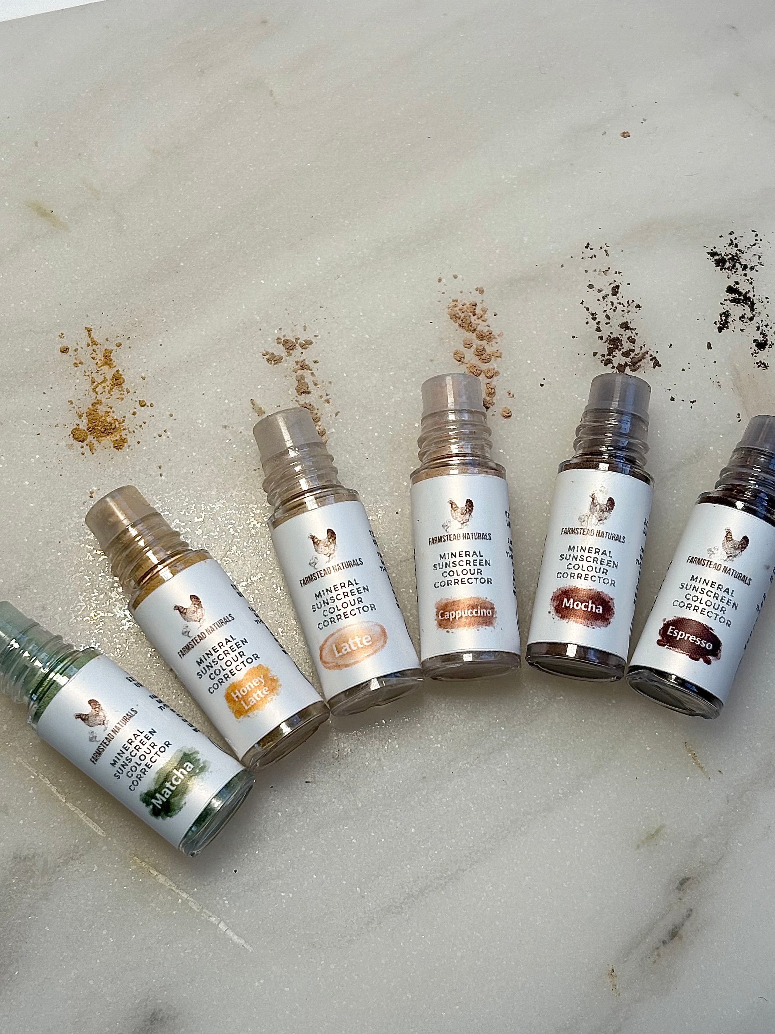 Mineral make up green corrector and shades